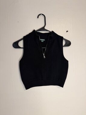 Black Sleeveless Sweater Half-Zip